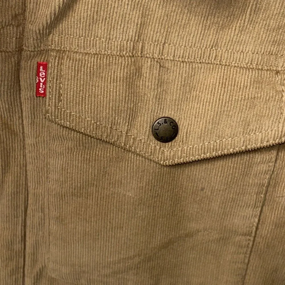 Levi's Men's Fleece Lined Corduroy Trucker Jacket Tan‎ Small S